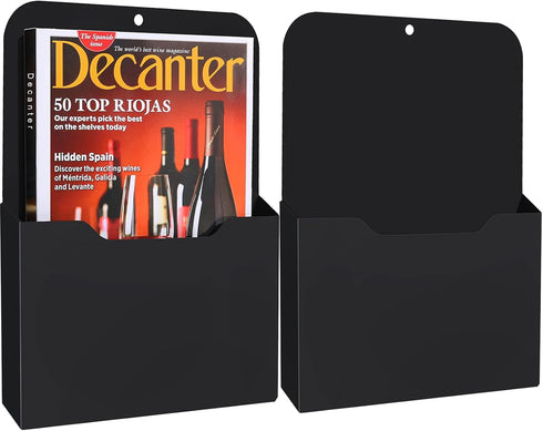 Magnetic File Holder, 2 Pack, Magnetic Paper Holder for Refrigerator, File Cabinets, Wall Hanging Organizer