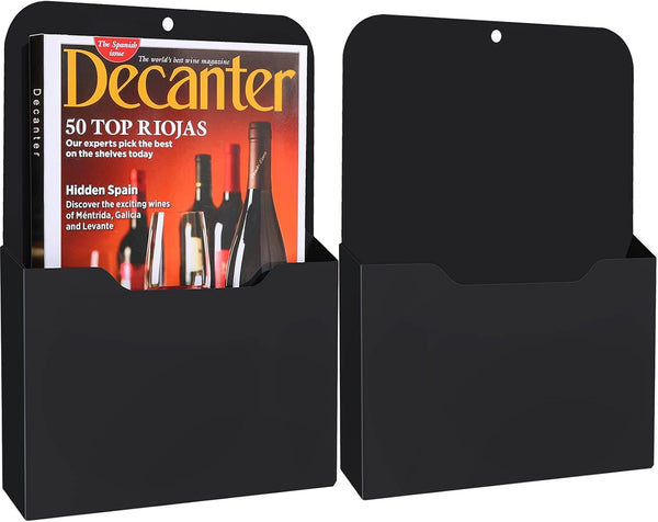 Magnetic File Holder, 2 Pack, Magnetic Paper Holder for Refrigerator, File Cabinets, Wall Hanging Organizer