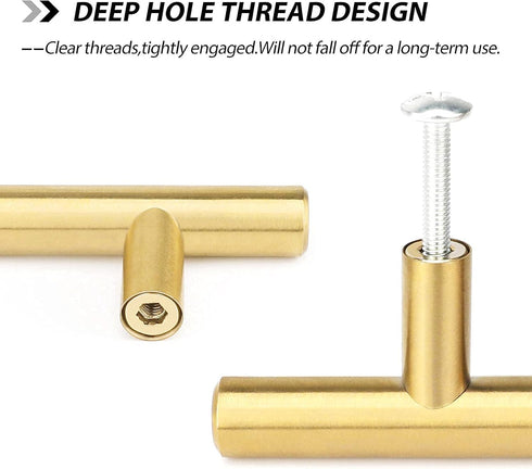 goldenwarm 2Pcs Brushed Brass Cabinet Pull Knob: 6-1/4in Hole Center, 8-4/5in Overall Length for Kitchen Furniture