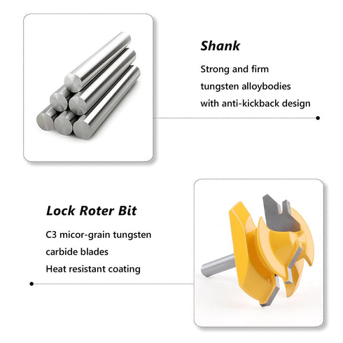 1/4-inch 45 3/4-inch 90-Degree Newdeli Shank Degree Lock Miter Router Bit, Stock Joint Router Bit, Suitable for Tenon