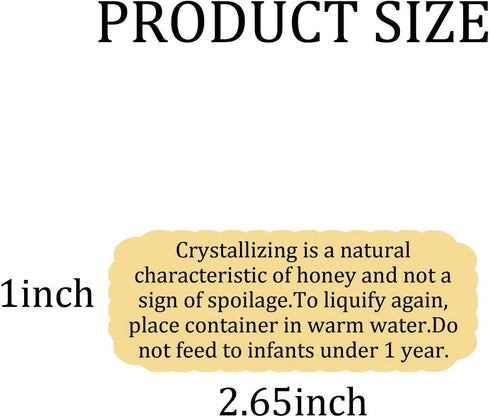 Generic 200 12.65 inch Pcs Honey Warning Labels Pure Honey Crystallization Stickers for Jars,Bottles