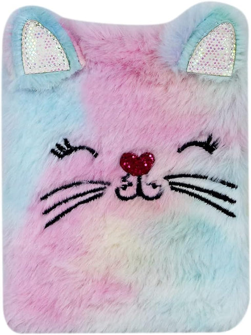 Lovely Animal Notebook, Kids Plush Diary for Girls, A6 Ruled Journal, 160 Pages