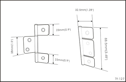 3-1/2" 24 Pack QCAA Flag Three Leaf Bifold Shutter Hinge for Non-Mortise Cabinet Hardware, White, Made in Taiwan