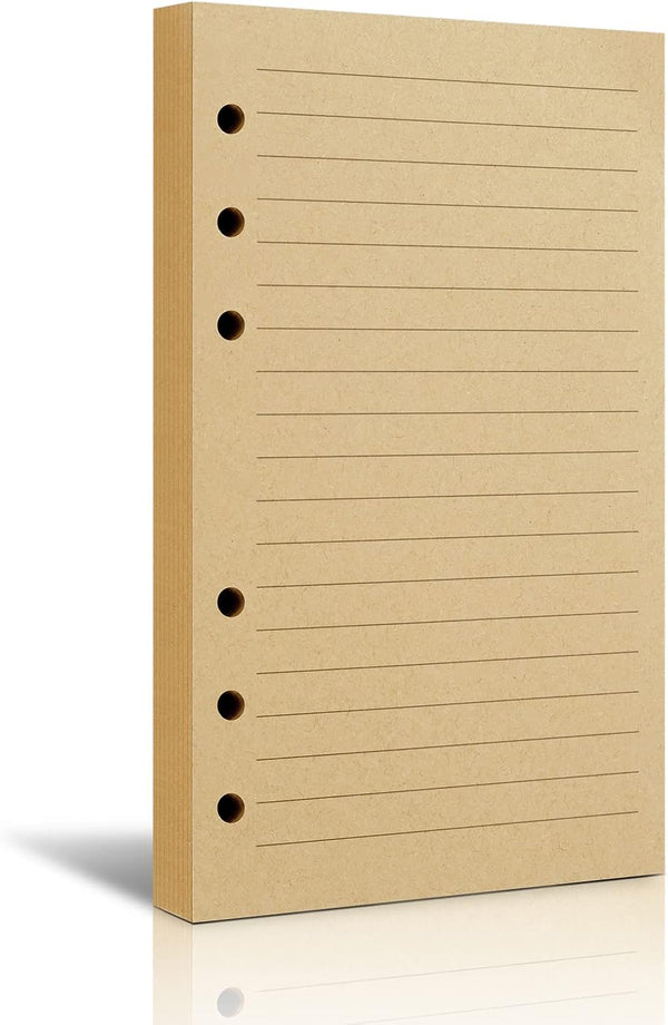 Tofun A6 Lined Vintage Refillable Paper, Retro A6 Binder Refills Paper for 6-Ring