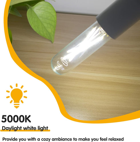Dimmable T10 Bulb 5000K, 2W Bulbs 25 200LM, E26 Bulb Lights,6 Pack LED Daylight White LED Tubular Watt Equivalent