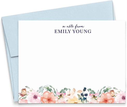 Modern Pink Paper Personalized Floral Stationery Set, Personalized stationary for Women, Your