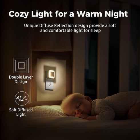Hallway/Stairway/Bathroom/Bedroom/Kitchen,2 Packs Midea Backlit Night Lights Plug Into Wall for Sleep,Indirect Soft