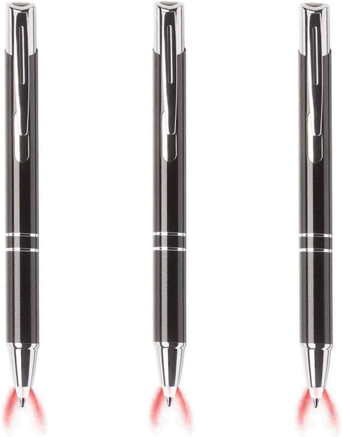 Light Up Ballpoint Pen with Light, Bright LED Flashlight Pens for Writing in the Dark, 3 Pack Penlight - Red Light