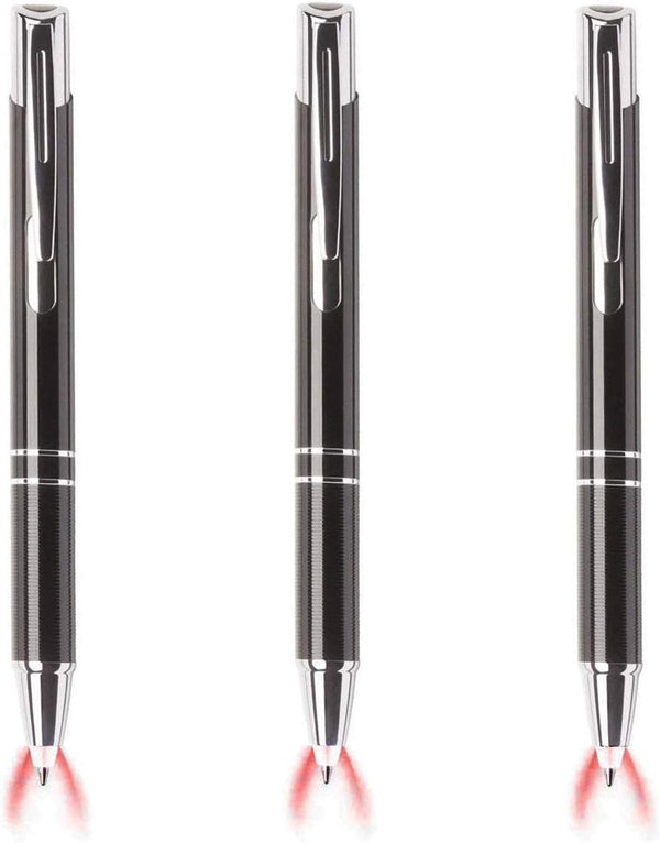 Light Up Ballpoint Pen with Light, Bright LED Flashlight Pens for Writing in the Dark, 3 Pack Penlight - Red Light