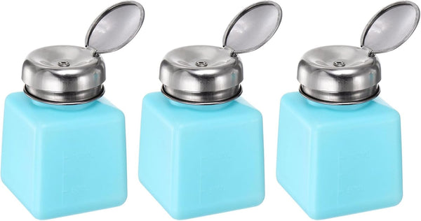 HARFINGTON 3pcs Solvent Alcohol Dispensers, 100ml Push Down Liquid Dispenser Pump with Stainless Steel Lid
