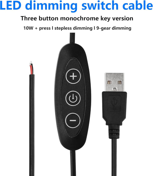 2.0 9-Speed Dimming 5V 5PCS (1.5M/4.9FT) SinLoon USB Male with ON/Off Switch to Stripped Ends, USB Switch Power Cable