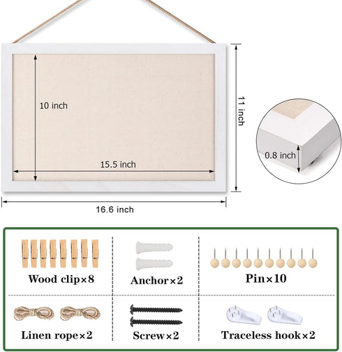 Emfogo 2-Pack Cork Board Vision Board, 16"x11" White Linen Boards for Home and Office Decor