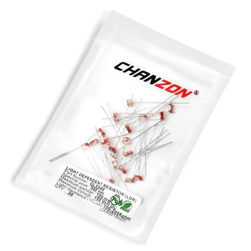 Chanzon 5mm 10 O Photoresistor LDR Resistor, 20pcs Light-Dependent Photoconductor