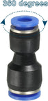uxcell Push to Connector Fitting, 8mm to 6mm Tube OD Quick Connect Air Line Hose Pipe Fitting, Black (4Pcs)