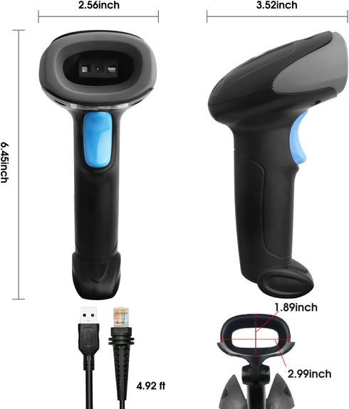 Sumicor 2D 1D 2D USB Barcode Scanner with Stand, Handheld QR Barcode Reader Support Mobile Payment Laptop Screen Scan