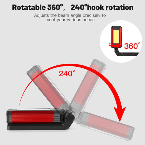 2 Pack, 7 (2, YiaMia Rechargeable LED Magnetic Work Light Portable Tool Gifts for Men, Flashlight Modes with Kickstand