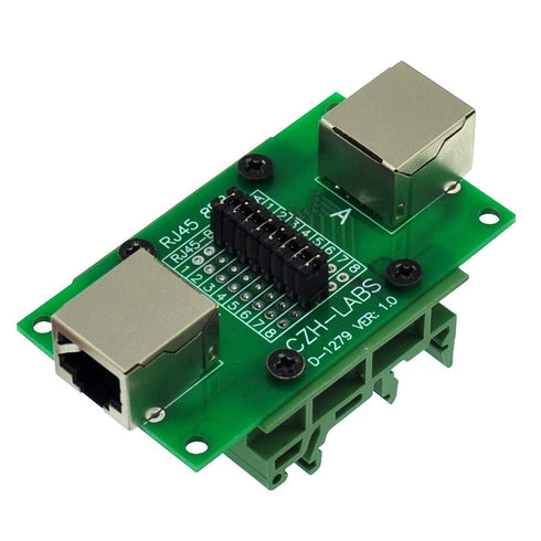RJ45 8P8C Breakout Module Board with DIN Rail Mount