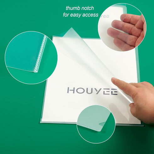 HOUYEE 100 Pack Clear Document Folder - Back to School File Folders, Waterproof, Tear-Resistant for Letter Size