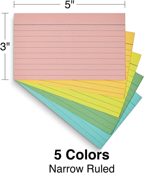 STAPLES 3 5 300/Pack Ruled X Index Cards, Assorted Pastel