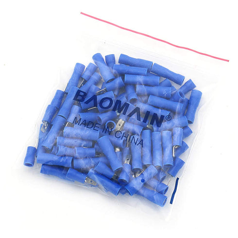 Baomain 0.11" Female & Male Spade Connectors - 16-14 AWG Fully Insulated Crimp Terminals Quick Disconnect Electrical