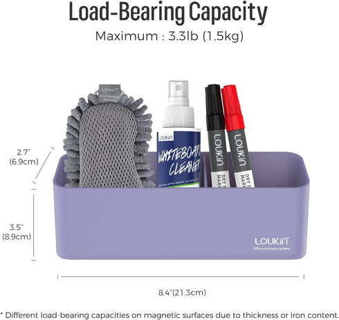 loukin Magnetic and Adhesive Marker Holder, Dry Erase Accessory Tray, Magnetic Storage Organizer for Whiteboard (Purple)