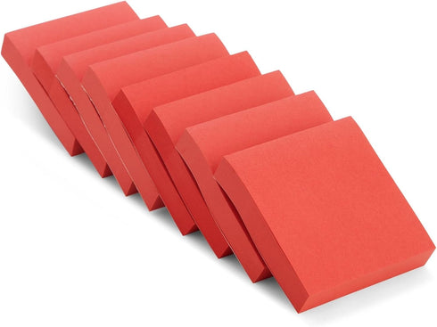 Juvale 8 Pack Bright Red Sticky Notes - 3x3 Inch Self-Stick Note Pads for Home, Office Supplies, 100 Sheets Per Pad