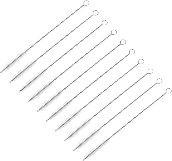 uxcell 10Pcs 8 Inch Straw Cleaner Brush, Stainless Steel Long Brush for Drinking Straw, Tube, Bottle, Cup, Clear