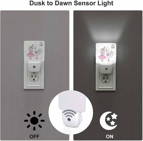 Chrobak LED Night Light,Ballerina Girl with Swan LED Night Light Plug into Wall with Dusk to Dawn Light Sensor White