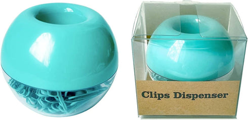 Teal Paper Clips Holder with 100pcs Mint Green Paper Clips for Office Desk Organizer Accessories
