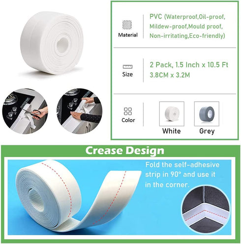 Bathtub Sealing Tape, Waterproof Kitchen Sink Bath Basin Wall Sealing Strip (22mm*3.2M-Gray)