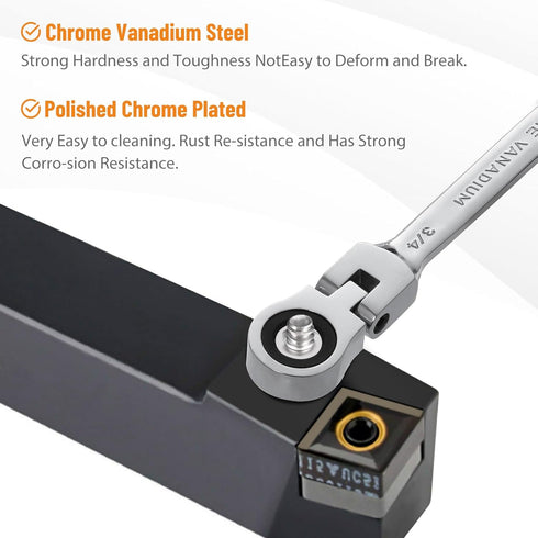 B4B BANG 4 BUCK 3/4 Wrench: Flex-Head Ratcheting Combination Wrench, Industrial Grade 72 Teeth