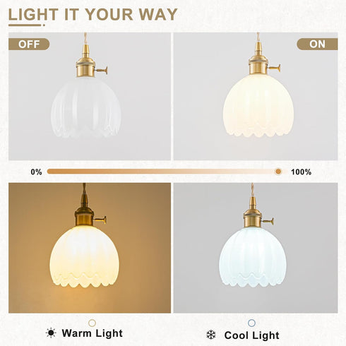 Plug in Pendant Light Fixtures, Hanging Light Fixture Vintage Glass Pendant Light, Mini Milk White Tulip Hanging Lamp