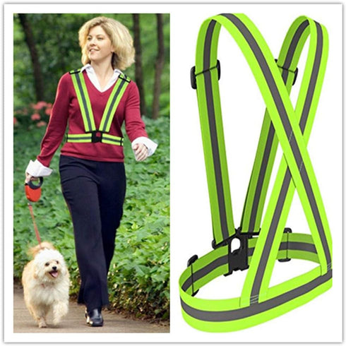 Reflective Vest Running Gear, High Visibility Elastic Adjustable Motorcycle Walking Reflective Vest for Men and Women