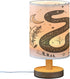 ALAZA Bedside Table Lamp for Bedroom Snake Leaves Nightstand LED Light Lamps with USB Port Linen Fabric Shade Table