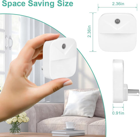 YRWXZYO 6 Pack Night Light Plug in, Warm White LED Nightlights with Smart Dusk to Dawn Sensor, Plug into Wall