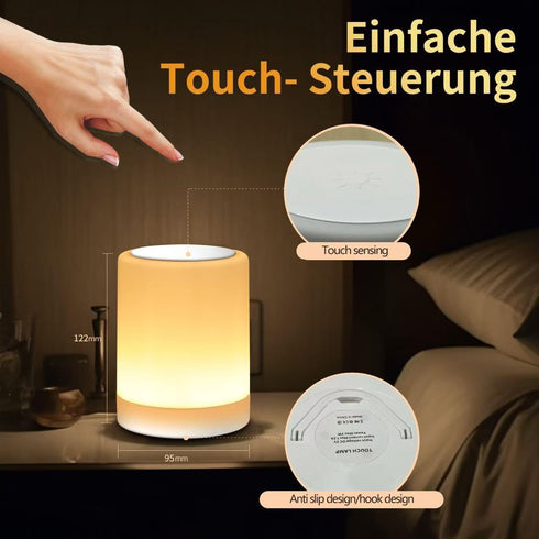 OORUN Lamp,13 5 Dimmable (2 Pack Touch Bedside Table RGB Colors & Brightness, USB Rechargeable Desk Lamp, Remote