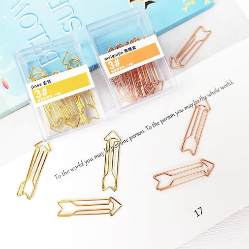 LUOZZY 40pcs Metal Arrow Shaped Paper Clips, Colorful Clips for Home, Office, School - Rose Gold + Gold
