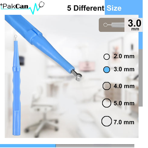 Packing 10 (3 mm) Sterile Disposable Dermal Curettes, Easy Peel - Box