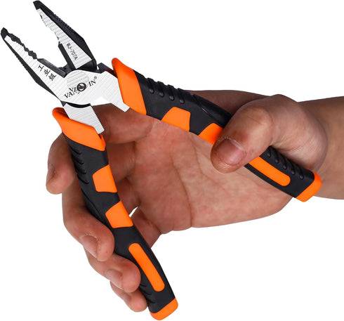 9-Inch Linemans Pliers - Combination Cutting Pliers with TPR Handle for Crimping and Screw Gripping