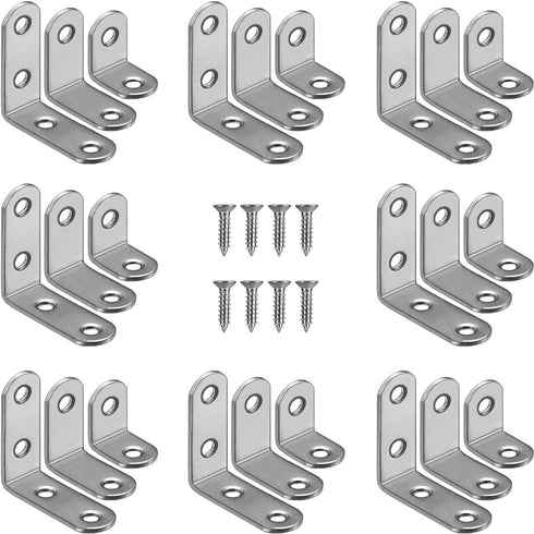 24 Pcs L Bracket 3 Size Corner Brace Stainless Steel Small Shelf