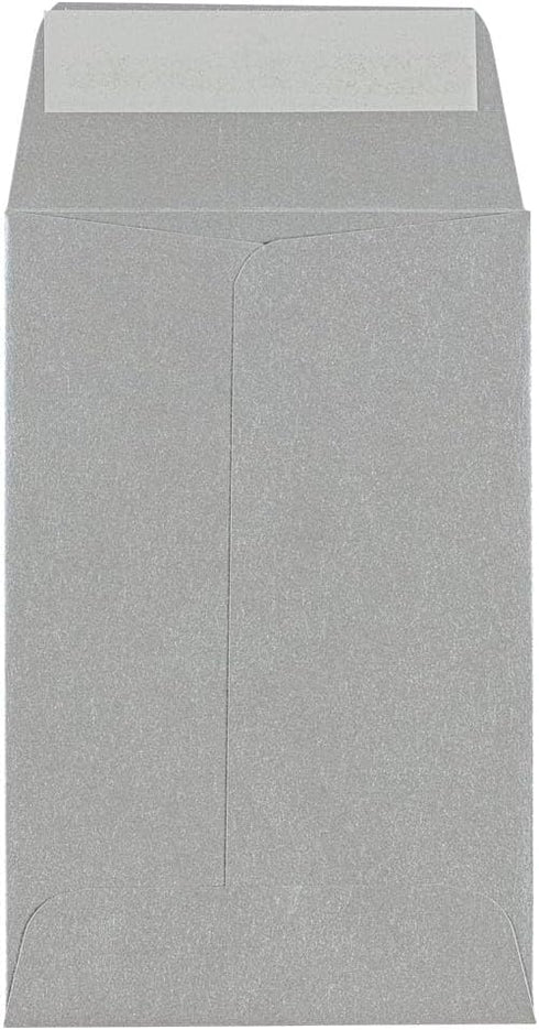 LUXPaper #4 Coin Envelopes | 3'' x 4 1/2'' | Silver Metallic | 80lb. Text | 50 Quantity