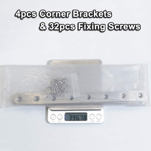 4 pcs 8 Hole Stainless Steel Straight Corner Brackets, 245mm / 9.7" Flat Fixing Mending Brace Plates with Screws