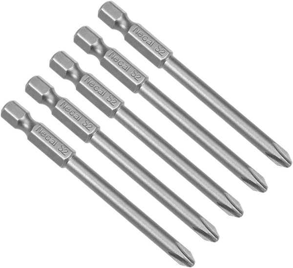 uxcell 5 Pcs 5mm PH2 Magnetic Phillips Screwdriver Bits, 1/4 Inch Hex Shank, 3-inch Length S2 Power Tool