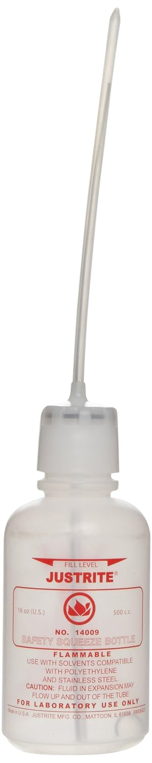 Justrite 14009 Dispensing Bottle, 16 oz, 3.0" x 7.50" Size