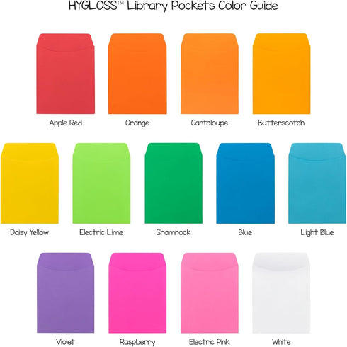 Hygloss Products, Inc Library Card Pockets, Self-Adhesive, Perfect for Classroom & Crafts, 3.5” x 5”, Violet, 30 Count