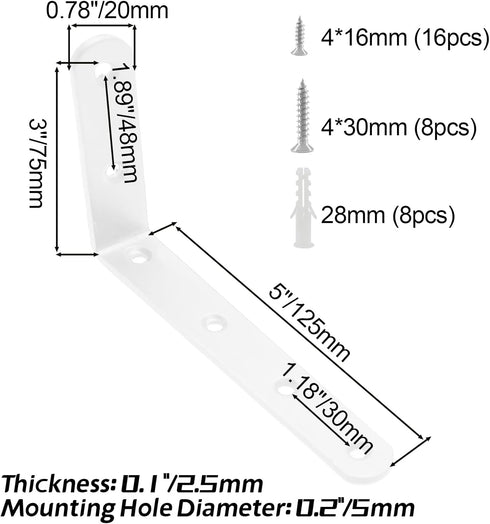 Luomorgo 4 5 3 Inch, Pcs L Shaped Brackets for Shelves, Heavy Duty Stainless Steel, Decorative Corner Brace Joint Right