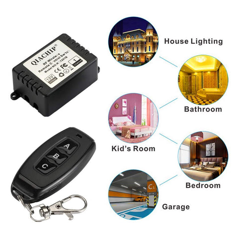 12V 1CH 433Mhz Light,Solonoid(2 QIACHIP DC RF Wireless Relay Remote Control Momentary Toggle Delay Switch Transmitter