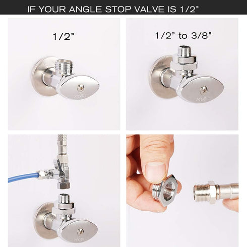 Frizzlife Brass Feed Water Adapter - 1/2" and 3/8" Comp with 1/2" Converter Fitting for Reverse Osmosis Water Filters