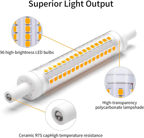 R7S Bulb 118mm 10W (100W 1100 2700K Non-Dimmable, 360 2-Pack I-SHUNFA LED Halogen Equivalent), Lumens, Warm White, Beam