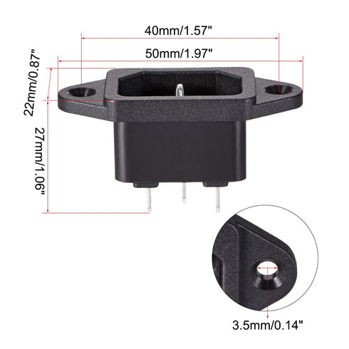 uxcell Panel Mount Plug Adapter 10A C14 3P IEC Inlet Module Power Connector Socket